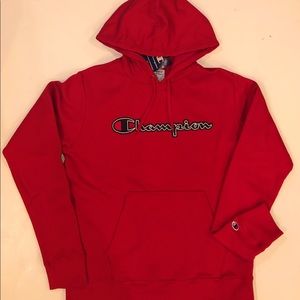 Champion Reverse Weave Red Chainstitch Hoodie